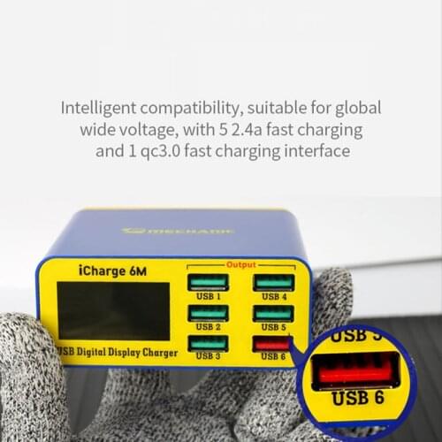 MECHANIC iCharge 6M USB Multi-Port Charger Mobile Phone Tablet Fast Charge Smart Digital Display Porous QC 3.0 USB Charging Tool
