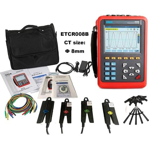 Multifunction Power Quality Analyzer With ETCR008B Sharp Nose pliers Current Sensor Analyzer Power Monitor ETCR5000