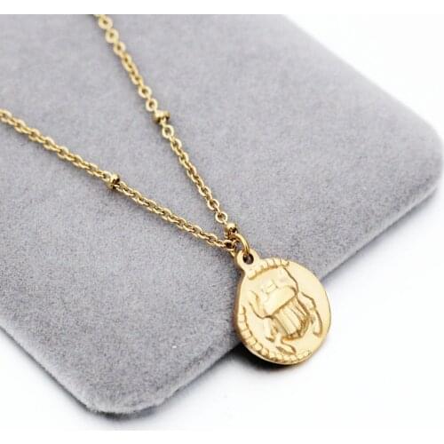Trendy accessories beetle animal pendant of 14k gold jewelry real gold plated Stainless Steel choker for women festival gift