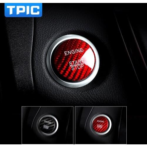 TPIC Carbon Fiber Car Engine Start Stop Button Cover Stickers For Mercedes A B C Class W205 GLC X253 AMG ML GLC Accessories
