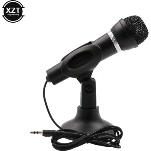 Newest Computer Notebook Desktop Microphone KTV-307 Wire Karaoke Handheld Microphone 3.5mm Mic With Base for Singing Recording
