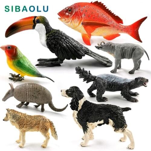 New Wolf Fish Pig Armadillo Parrot Bird Toucan figurine Animal model home decor miniature fairy garden decoration accessories