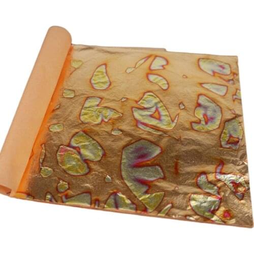 One booklet of 25 sheets 14x14cm Red Variegated Gold Fossil Leaf booklet packing for gilding with furniture Photo Nail