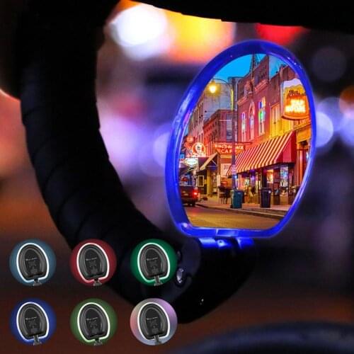 Outdoor Cycling Night Riding Light USB Rechargeable LED Bicycle Handlebar Flat Reflector Rear View Mirror Bar End With Light