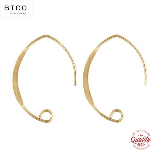 100% 14K Gold Filled V Shape Flattened Earwire .030" (.76mm) Gold Ear Wire for Jewelry Making Handmde DIY Earrings Accessories
