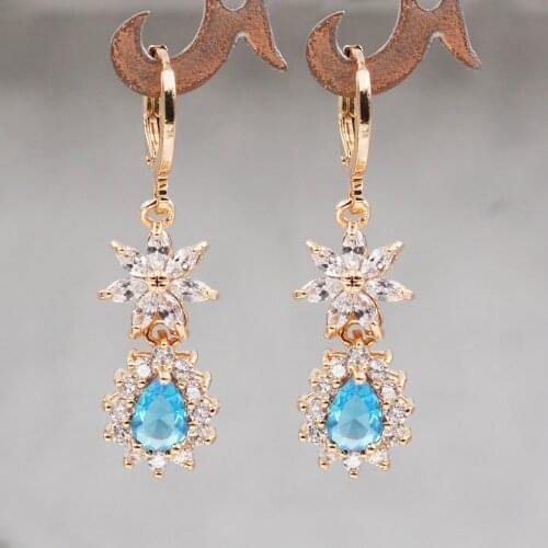 Trendy Earrings for Womens Dangle Earrings with Blue waterdrop Zircon earrings Luxury Jewelry for Party Wedding Gift