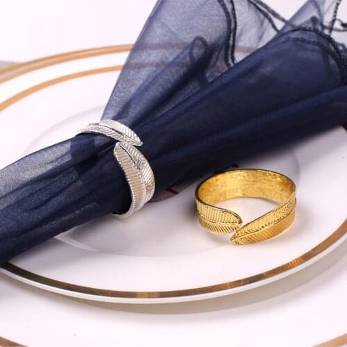 6pcs Alloy leaf modern meal buckle cloth ring hotel model room napkin buckle restaurant creative tableware