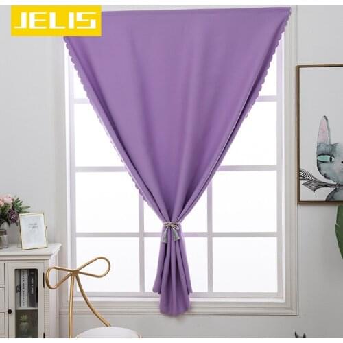 Velcro Blackout Curtains Punch-free Easy Install Short Curtains Solid Color Living Room Bedroom Kitchen Window Treatments Drapes
