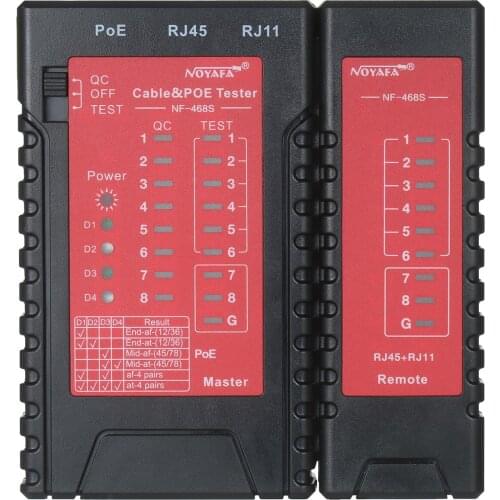 RJ45 RJ11 Network Cable & PoE Tester Telephone Line Tester Lan Ethernet Cable Tester Cat5/5e/6/6a(UTP/STP) Cat3(6P2C/6P4C/6P6C)