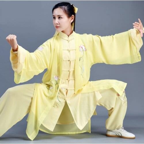 Traditional Chinese Clothing Embroider Long Sleeve Wushu Taichi Men Kungfu Uniform Suit Uniforms Tai Chi Exercise Clothing 12436