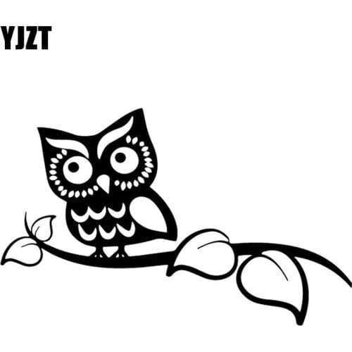 YJZT 17.1CM*10.6CM Owl Cartoon Pattern Car Sticker Car Door Decoration Vinyl Decal Black/Silver C4-2351