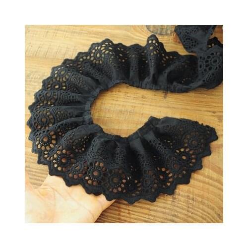 1M Black Hollow out Cotton Cloth Lace Trim for DIY Crafts Costume Sewing Accessories Pure White Cotton Lace Fabric 8.5cm Width