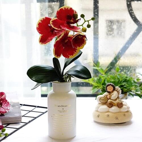 1Pc 4-Head plastic Butterfly orchid vases for home decor wedding decorative flowers Christmas gifts box artificial flower