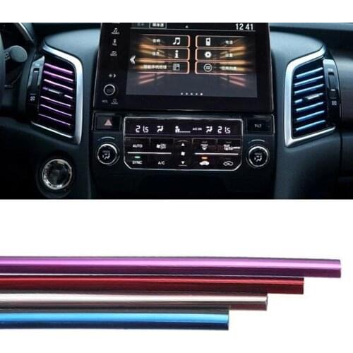 10Pcs/set Car Accessories DIY Car Interior Air Conditioner Styling Decoration Grille Strip Vent Car Silvery Chrome Outlet K8T8