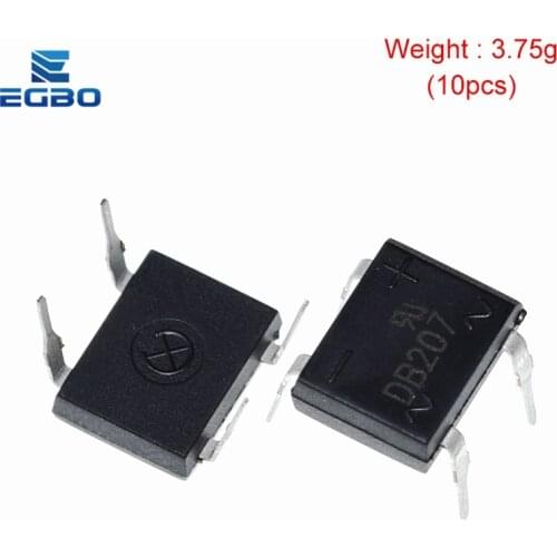 10pcs/lot diode bridge retifica DB207 DIP-4 DB207S DIP4 2A 1000V power diode rectifier 1000v electronic components