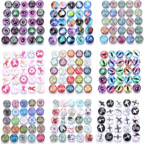 10pcs/lot Mixed Colors & Pattern 18mm Glass Snap Button Jewelry Faceted Glass Snap Fit Snap Earrings Bracelet Jewelry