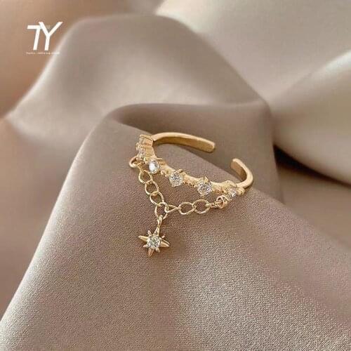 2021 Classic Star Element Pendant Gold Opening Rings For Woman Korean Fashion Jewelry Wedding Party Girls Unusual Sexy Ring Set