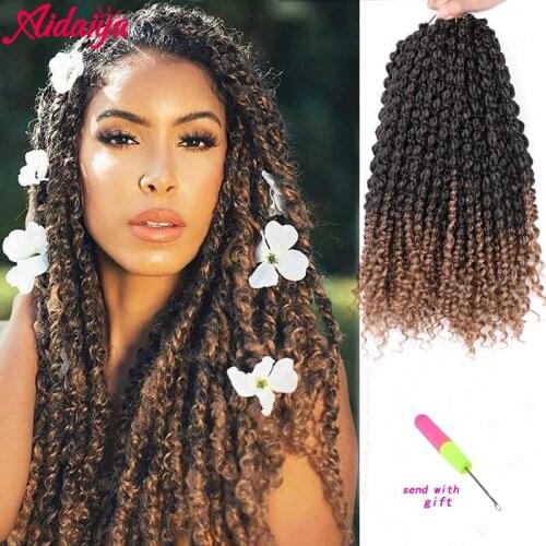 Aidaiya 14inch Pre-Twisted Passion Twist Hair Crochet Hair Synthetic Ombre looped Fluffy Spring Bomb Twists Braiding Hair