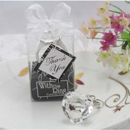 Free shipping 100PCS/LOT With this ring wedding decoration of heart diamond keychain Beautiful key ring, wedding gift