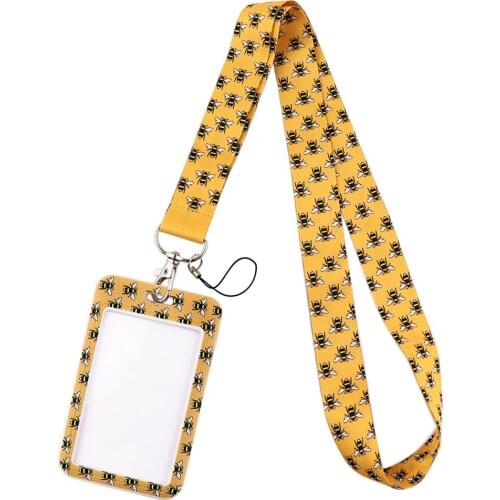 DZ1788 Hardworking bee Cute Lanyard Keychain ID Badge Holders Mobile Phone Rope Key Lanyard Neck Straps Key Rings Accessories
