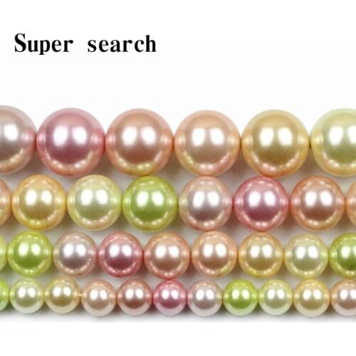 Pink Light Yellow Shell Pearls Beads Natural Shell Round Loose Spacer Beads for Jewelry Making DIY Bracelet Earrings Necklace