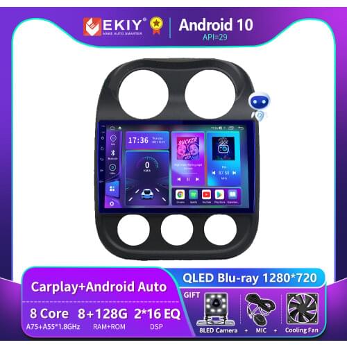 EKIY 9'' IPS Android 9.0 For JEEP compass 2010 2012 2013 2014 2015 2016 -2019 Multimedia Stereo Car DVD Player Navigation GPS Ra