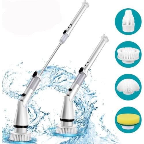 Electric Spin Scrubber Power Brush Shower Scrubber, Cordless and Handheld Bathroom Scrubber with 4 Replaceable Cleaning Brush He