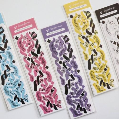 Ins Colorful Ribbon Leopard Print Decorative Sticker Star Photo Border Diy Collage Stationery Creative Children Stickers 5*22cm