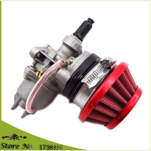 Carburetor Carb Carby & Red Steel 44mm Air Filter + Stack For 47cc 49cc Mini Moto Dirt Pocket Bike ATV Quad Go Kart Minimoto