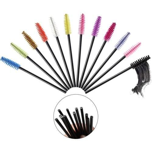 HOT 50 Pcs Disposable hollow rod mascara brush eyebrow Eye Lash Black Wand brushes Eyelash Extension women Makeup tools