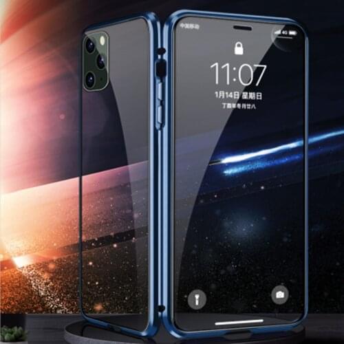 Magnetic Double Side Glass Case For iphone 12 11 12Pro Max XR X XS Max 7 8 6 6S Plus Tempered Glass 2-Layers Hybrid Full Protect
