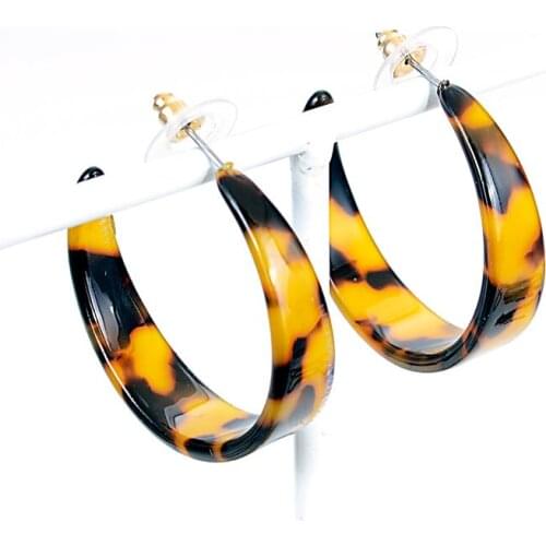 Fashion Tortoise Leopard Acetic Acid Geometric Brides Statement Big C-Type Earring For Women Party Wedding Jewelry