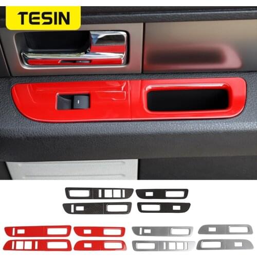 Interior Mouldings For Ford F150 Car Window Lift Panel Switch Button Decoration Cover Stickers For Ford F150 Raptor 2009-2014