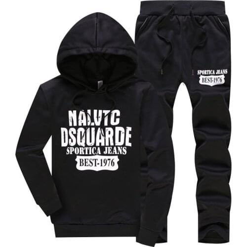 Fur Hooded Fleece Hoodies+Zipper Sweatpants Winter Thick Warm Tracksuit Men Sporting Tracksuit Coat Sweatsuit Mens Joggers Set