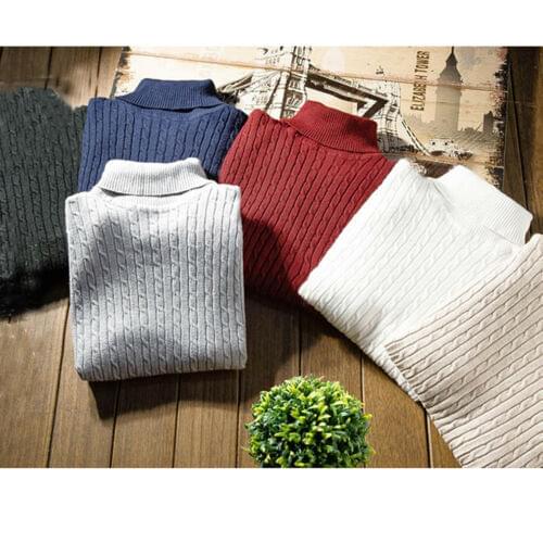 2019 New Winter Mens Warm Solid Cotton High Neck Long Sleeve Pullover Jumper Sweater Turtleneck Knitwear