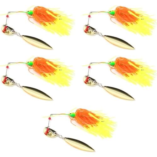 5pcs Spinner Set Hard Metal Lure Kit Long Casting Jig Fast Searching Bait Spinnerbait Pike Bass Tackle Wobbler Fishing Pesca