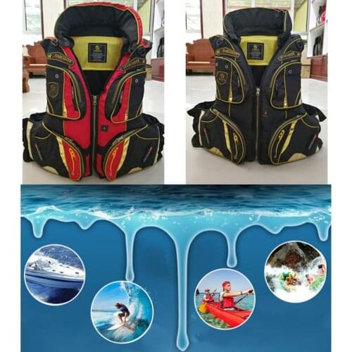 Adult Inflatable Boating Swimming Outdoor Multi Pocket Fishing Vest Zip Waistcoat Personal Floatation Device Kayak Safety Vest