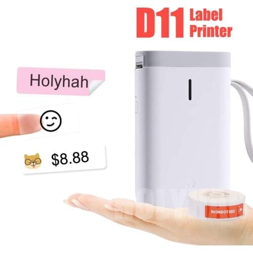 Niimbot D11 Wireless Mini Label Printer Portable Bluetooth Label Sticker Maker for Transparent White Color DIY Name Tag Cable