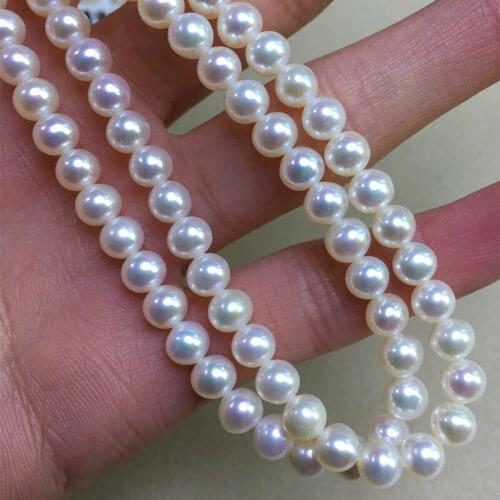 Freshwater Pearl Necklaces for Women Perfect Round Shape with Size 5.5-6mm Perfect Luster for Jewelry DIY Loose Pearl Strands