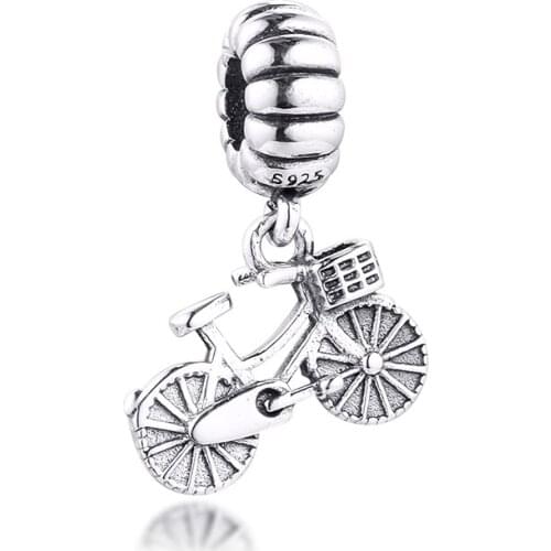 100% 925 Sterling Silver Bicycle Pendant Charms Fits Original Bracelet Women Beads for Jewelry Making kralen