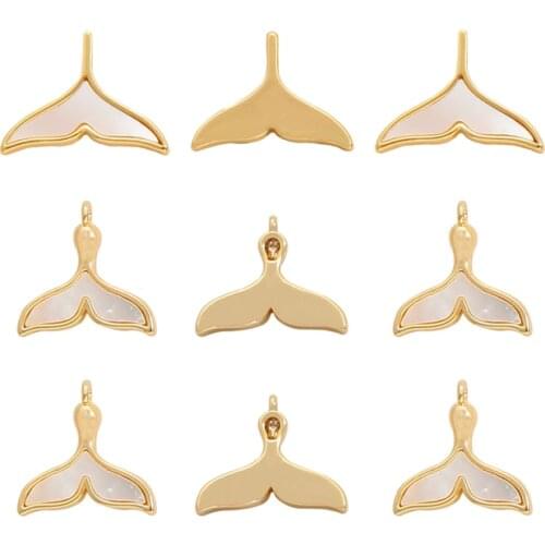 1Pcs Charms metal Whale Tail 18K Gold Plated Making Pendant Fit Jewelry Finding DIY Bracelet Necklace Accessories