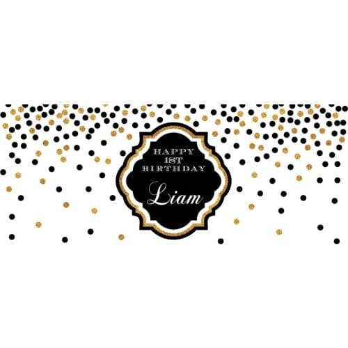 Custom black and white golden polka dot adults photography studio background High quality Computer print party backdrop