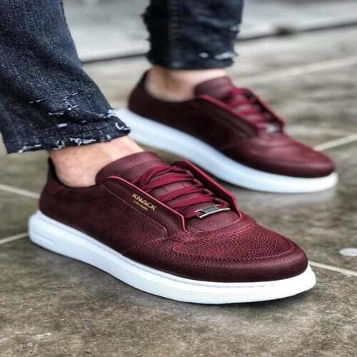 Knack High Outsole Casual Male Shoes 039 Burgundy Seasonal Casual Orthopedic Base Spring Summer 2021 Fashion Laced Inner Lining Cotton