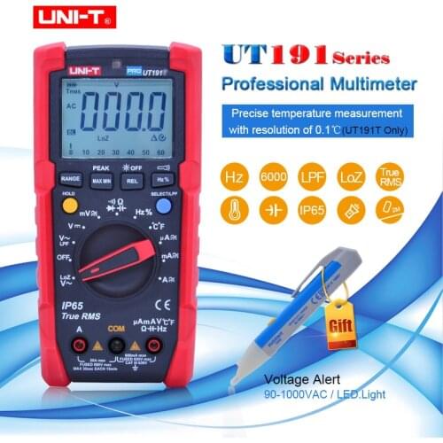 UNI-T UT191E/UT191T professional Multimeter true RMS digital multimeter temperature/LoZ voltage tester IP65 waterproof/dustproof