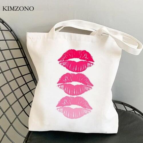 Rainbow Lipes Lgbt shopping bag tote cotton reusable shopping shopper bag sac cabas string fabric boodschappentas cabas