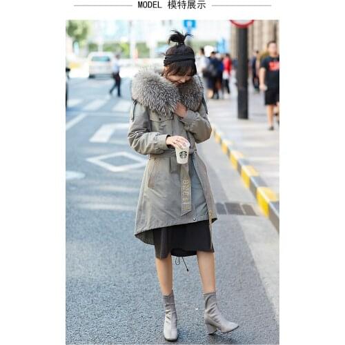 Rex Rabbit Raccoon Collar Winter Coat Real Fur Parka Women Clothes 2020 18123 YY960