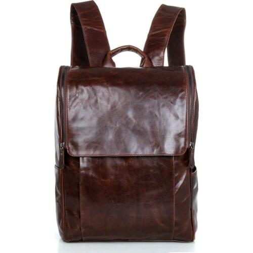 Nesitu Vintage Coffee / Gray Real Skin Genuine Leather Women / Men Backpacks Cowhide Man Travel Bags #M7344