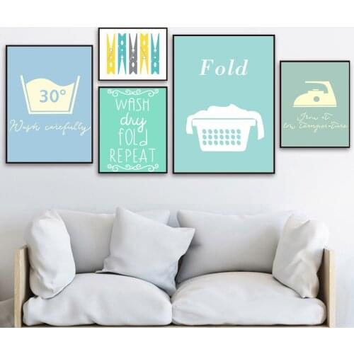 Fold Clothespin Ironing Quotes Wall Art Canvas Painting Nordic Posters And Prints Wall Pictures For Laundry Room Bathroom Decor