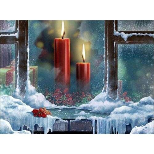 Rhinestones Embroidery Picture Needlework Cross Stitch Diamond Mosaic Gift The Candle Bright Rhinestones European Home Decor