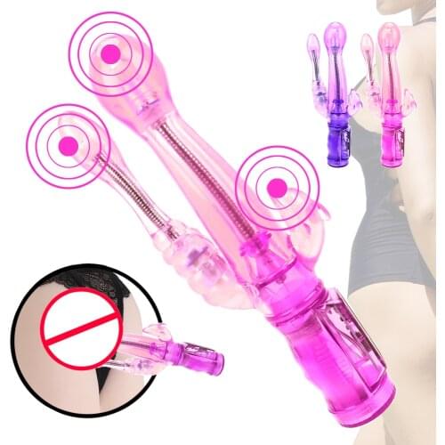 Super Dildo Vibrator 6 Speed Rabbit Vibrator G-spot Massager Triple Vibration Clitoris Vagina Stimulator Sex Toys for Women